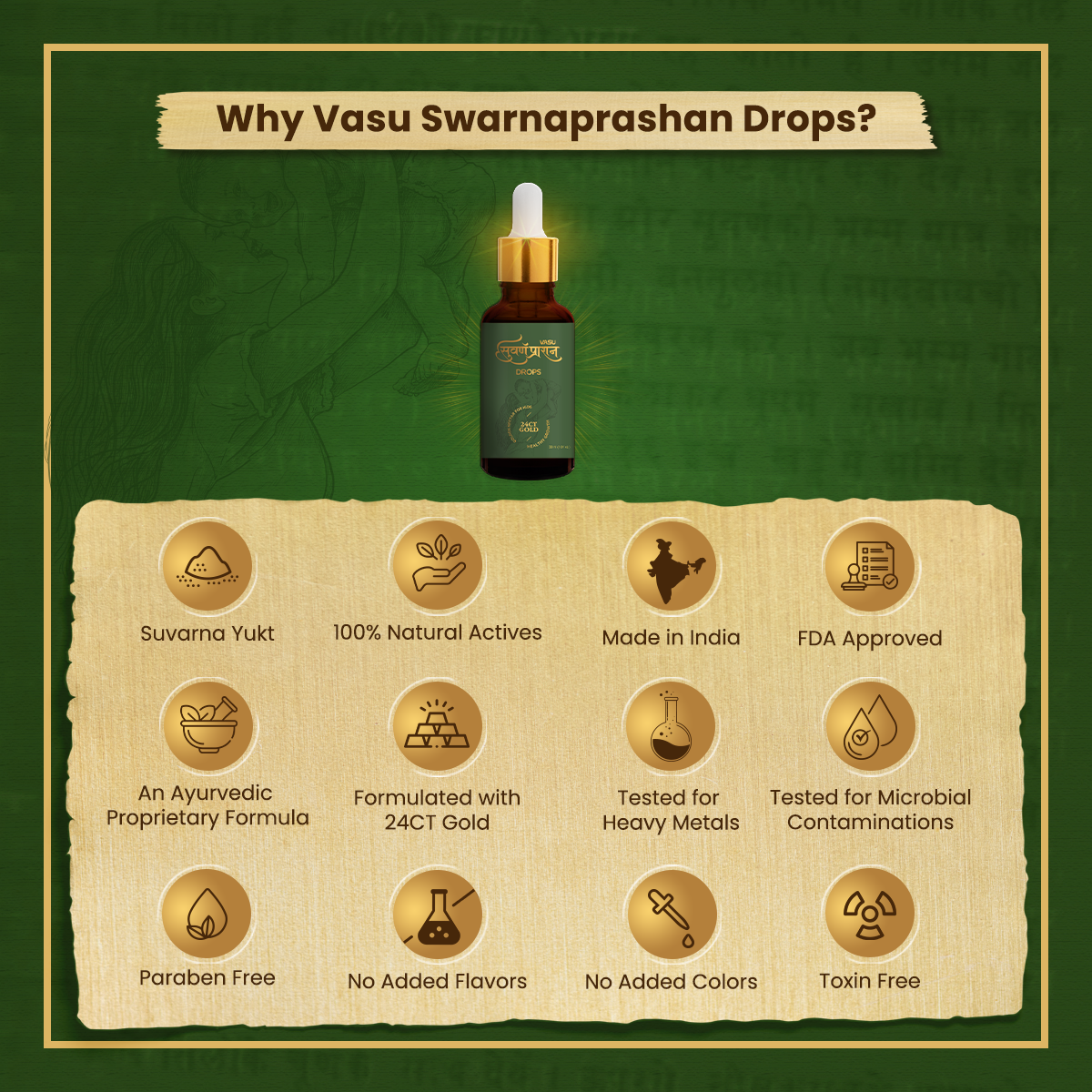 Vasu Immunity Booster Combo for Kids – Swarnaprashan Drops (30ml) & Super Gummies (60 Gummies)