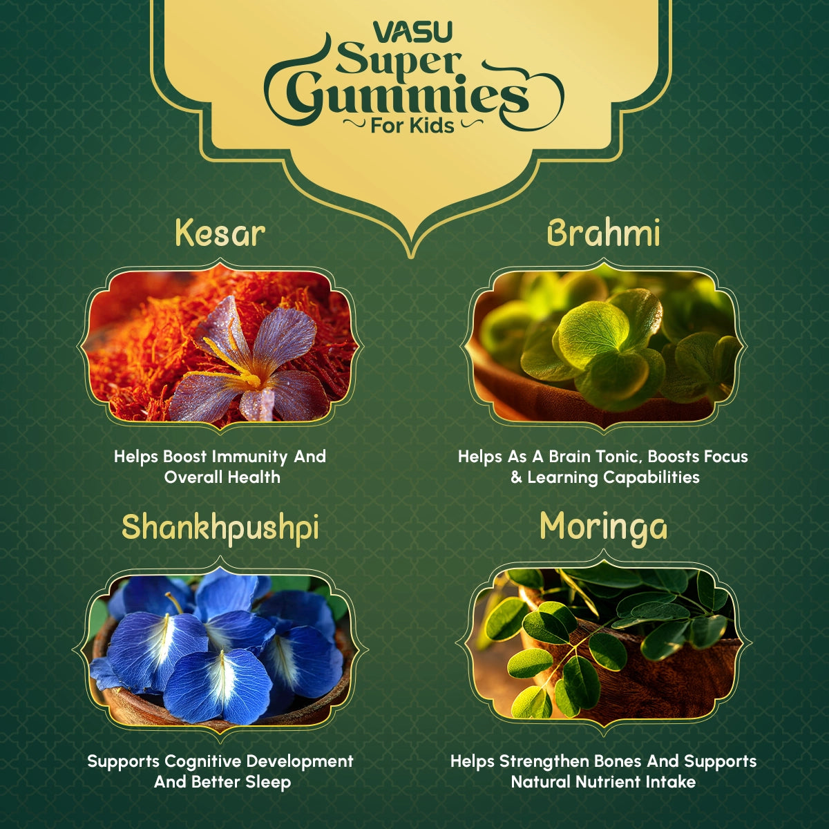 Vasu Immunity Booster Combo for Kids – Swarnaprashan Drops (30ml) & Super Gummies (30 Gummies)