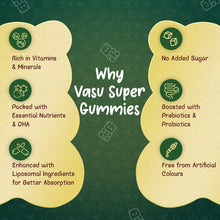 Load image into Gallery viewer, VASU Immunity Booster Pack for Kids – Swarnaprashan Drops with Pure Gold (30ml) & Super Gummies for Kids (30 Gummies) | Supports Immunity, Growth & Digestive Health