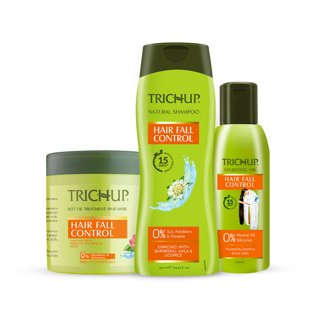 Trichup Hair Fall Control Oil 200ml, Shampoo 400ml, Mask 500ml