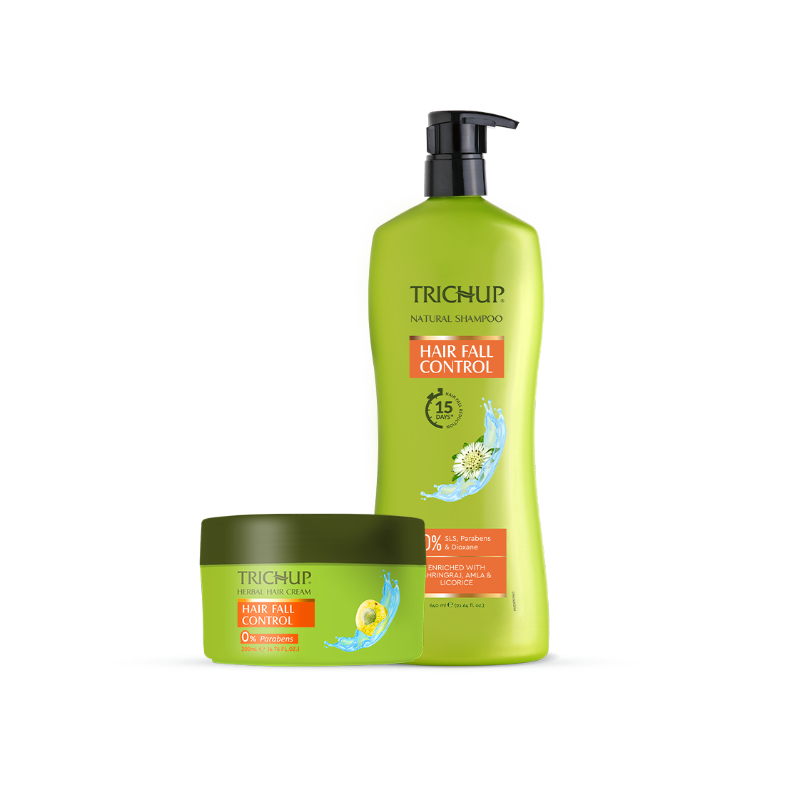 Trichup Hair Fall Control Shampoo 640ml & Cream 200ml