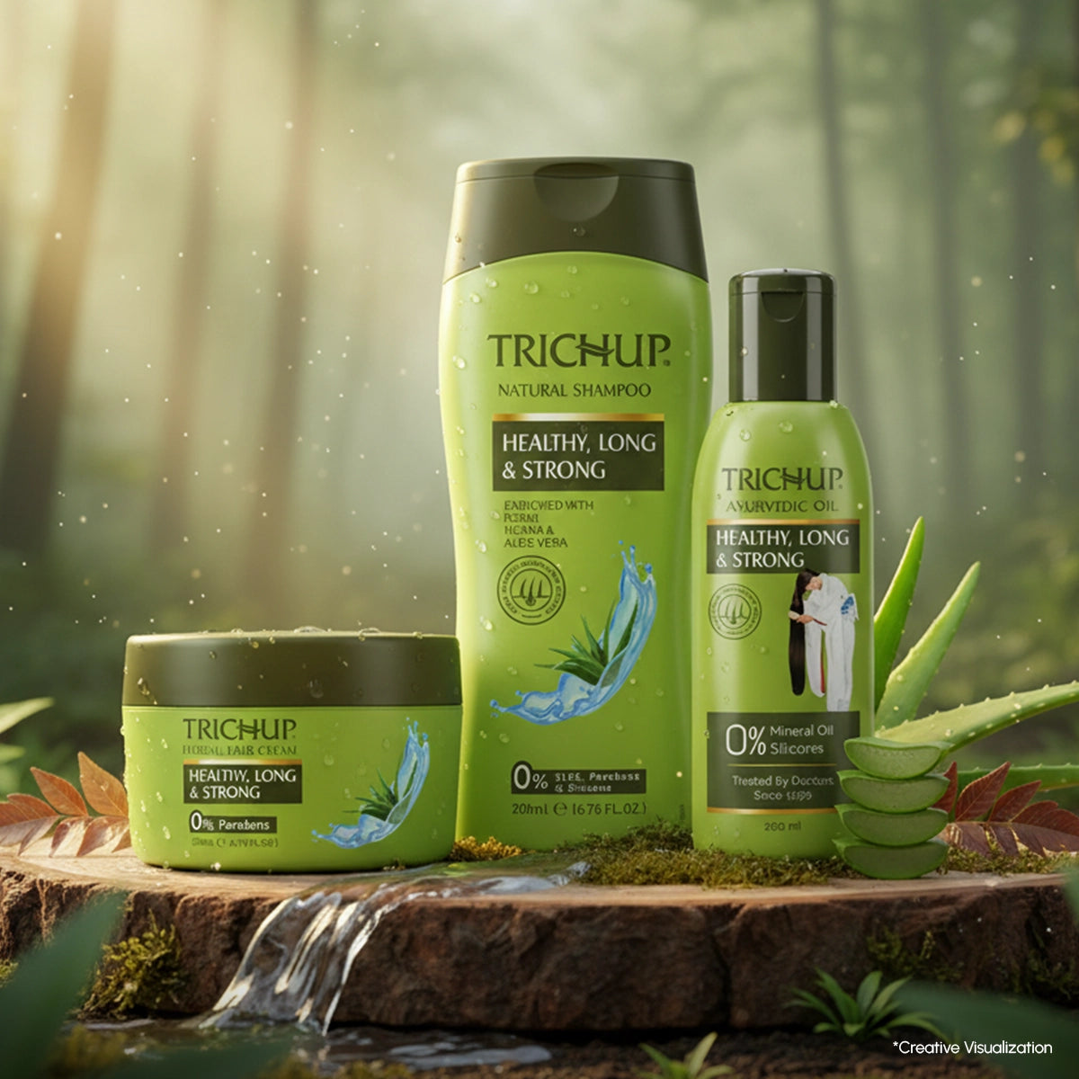 Trichup Healthy Long & Strong Oil 200ml, Shampoo 200ml & Cream 200ml