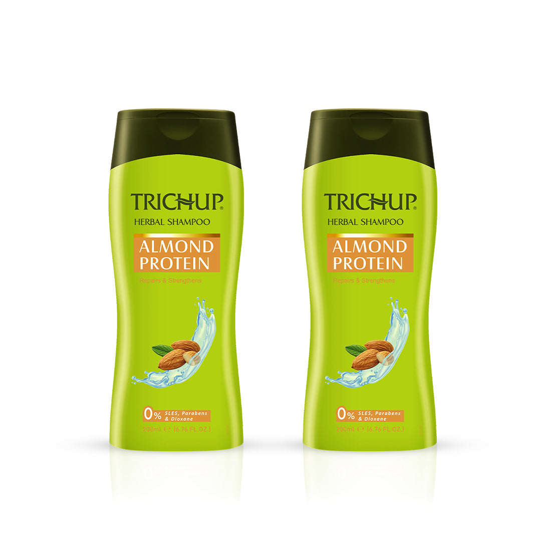 Trichup Herbal Shampoo - Almond Protein Repairs & Strengthens Hair - 200ml (Pack of 2)