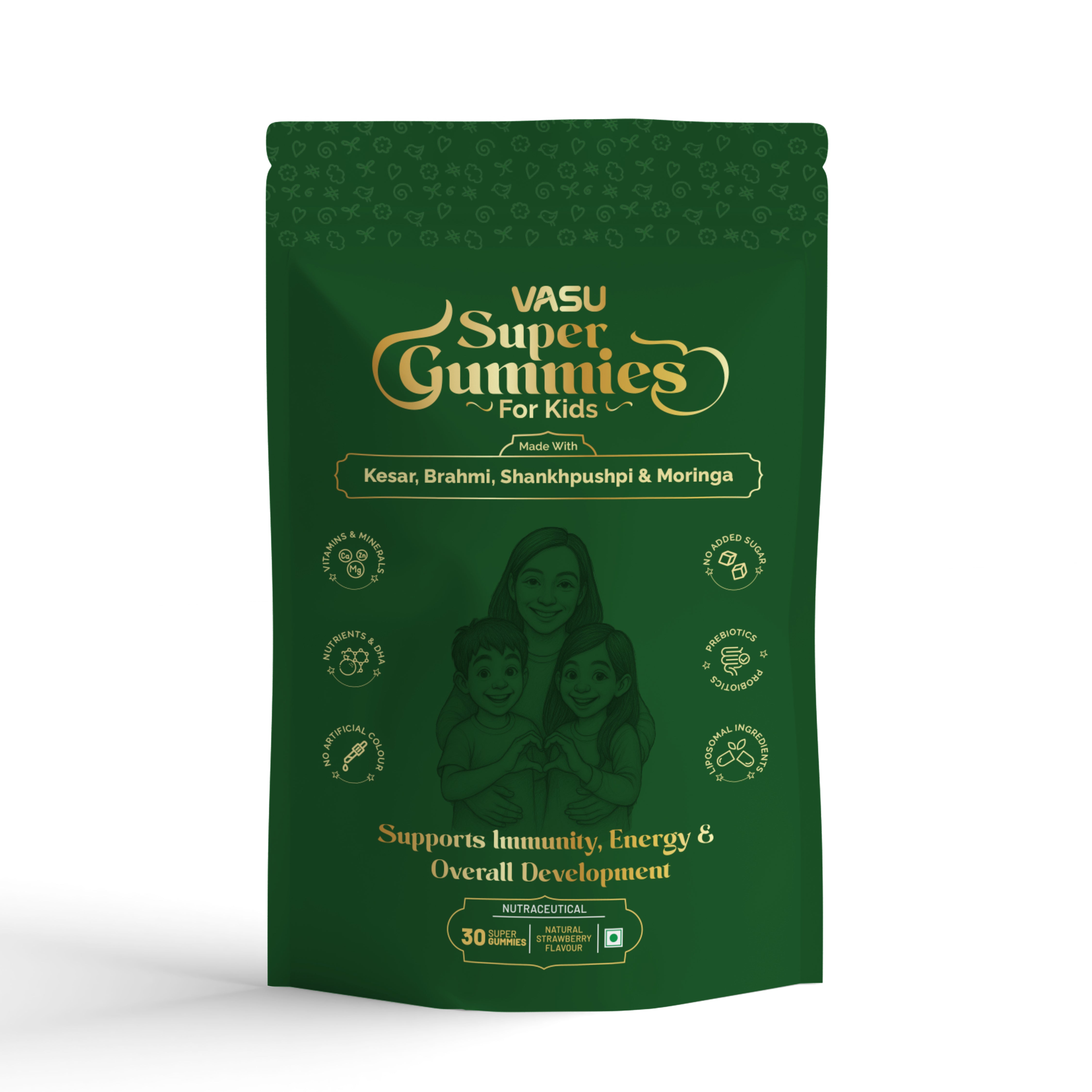 Vasu Immunity Booster Combo for Kids – Swarnaprashan Drops (30ml) & Super Gummies (30 Gummies)