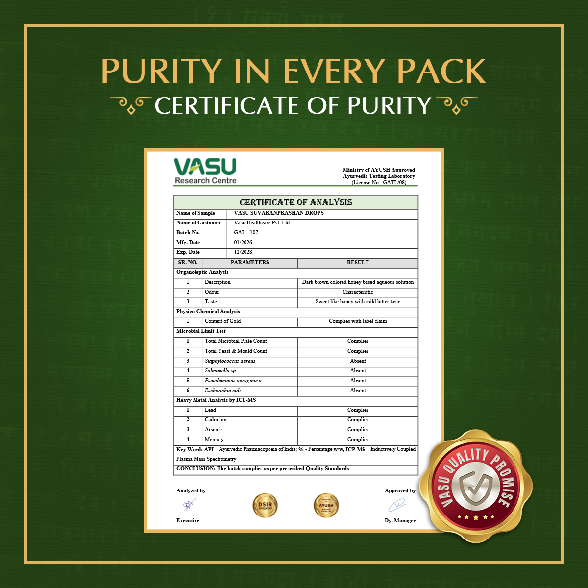 Vasu Swarnaprashan Drop For Kids - 30ml (0-16 Years)