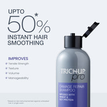 Load image into Gallery viewer, Trichup Pro Damage Repair & Instant Smoothing Hair Care Combo for Dry Frizzy Hair (Set of 2) - Shampoo 300 ml + Hair Oil Serum 100 ml | Improves Texture, Manageability | Control Breakage | Nourishment