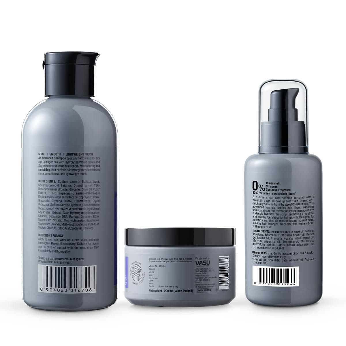 Trichup Pro Damage Repair & Instant Smoothing Hair Combo (Set of 3) - Shampoo 300ml + Scalp Oil 100ml + Mask 200ml