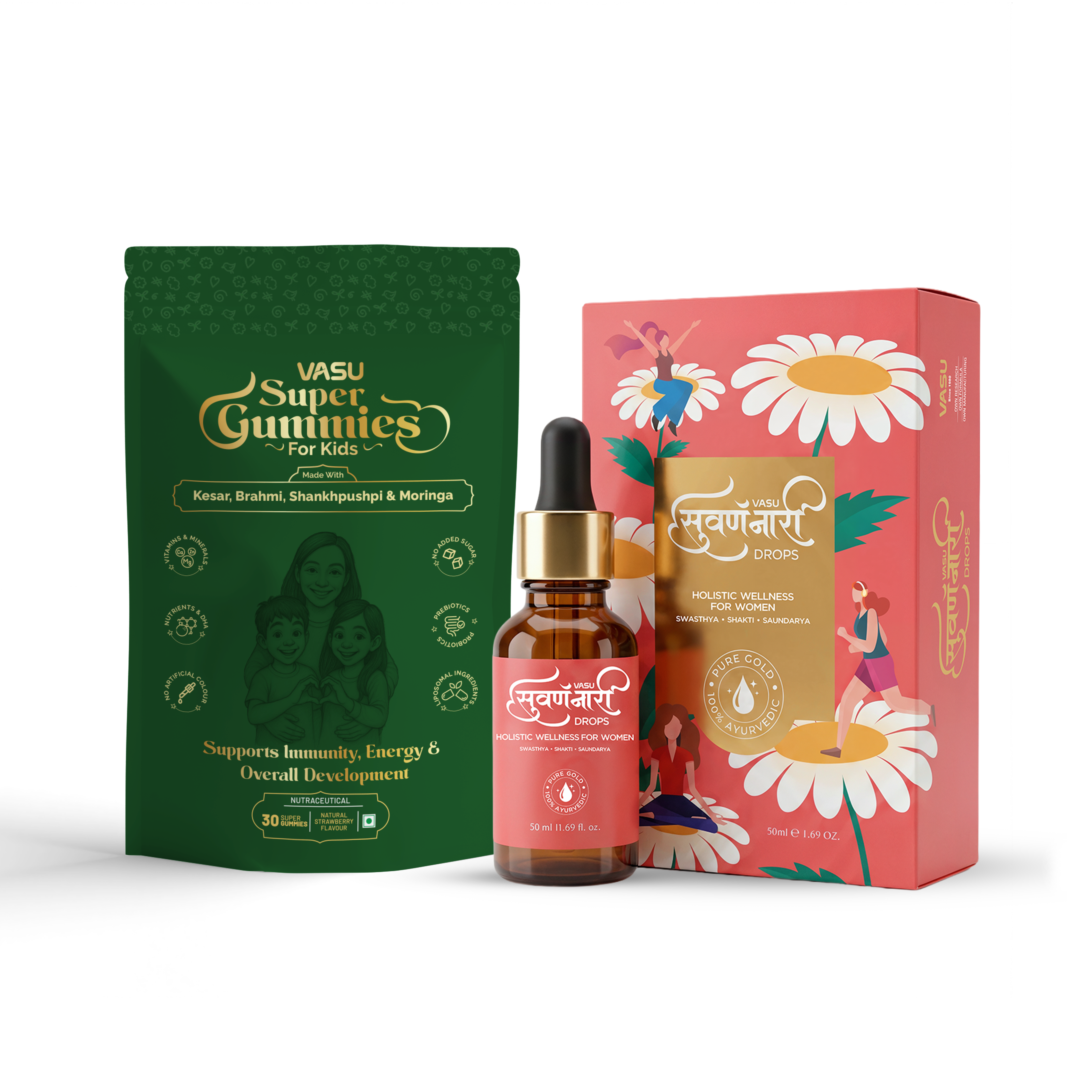 Vasu Swarna Naari Drops (50ml) + Super Gummies (30 Gummies) Combo Pack