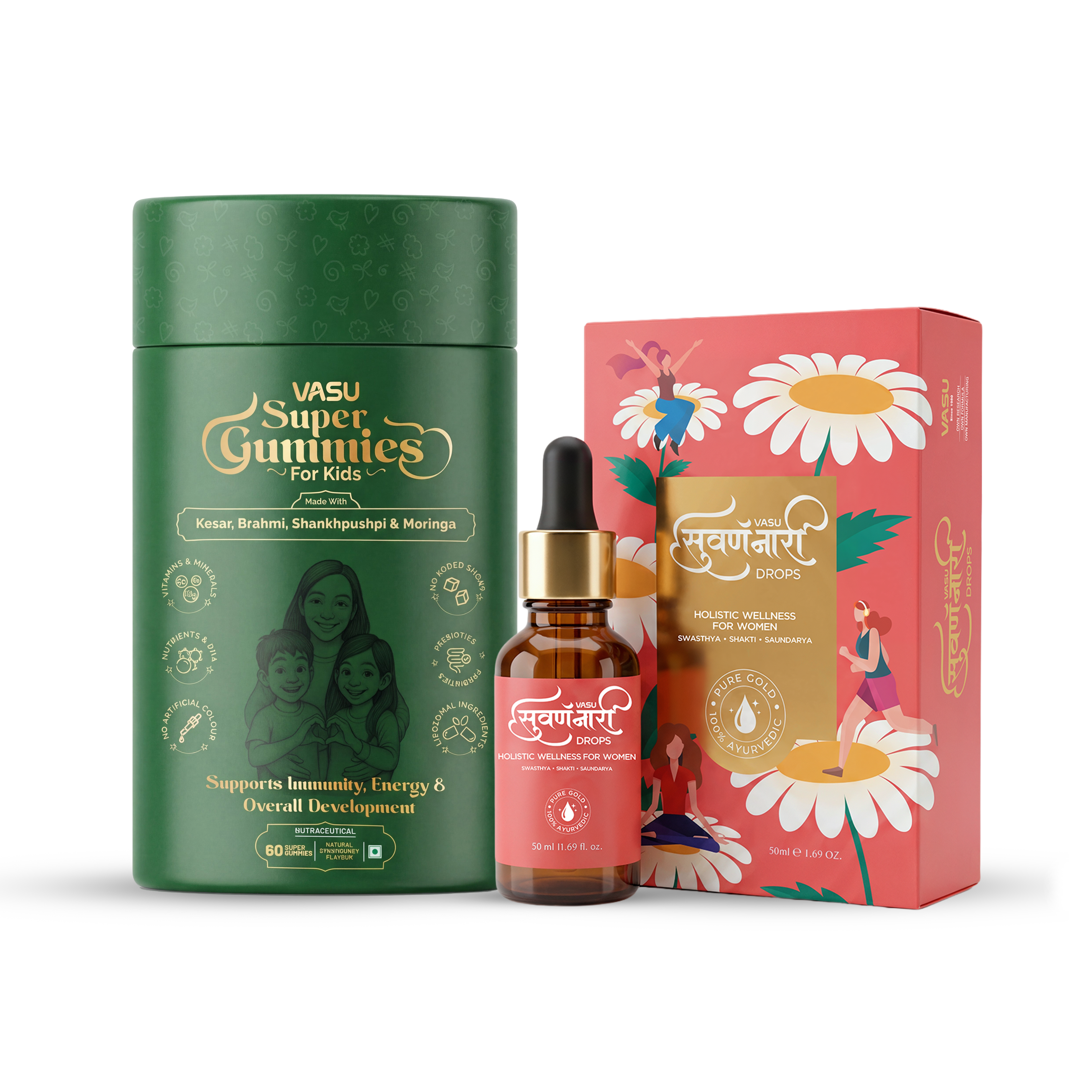 Vasu Swarna Naari Drops (50ml) + Super Gummies (60 Gummies) Combo Pack