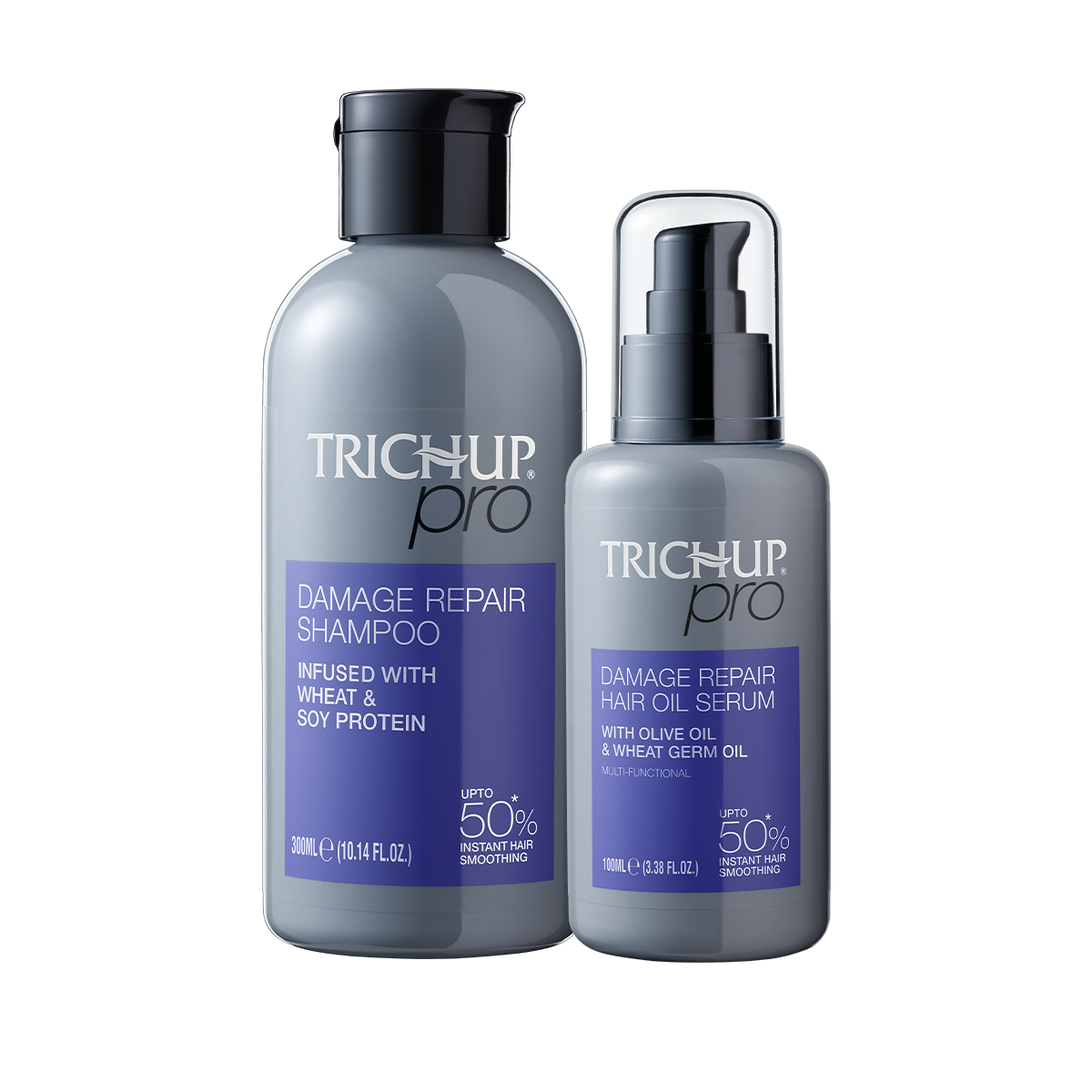 Trichup Pro Damage Repair & Instant Smoothing Hair Care Combo (Shampoo 300ml + Oil Serum 100ml)