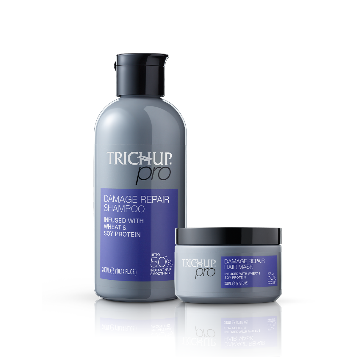 Trichup Pro Damage Repair & Instant Smoothing Hair Care Combo for Dry Frizzy Hair (Set of 2) - Shampoo 300 ml + Hair Mask 200 ml | Improves Texture & Manageability | Reduce Split Ends & Dryness