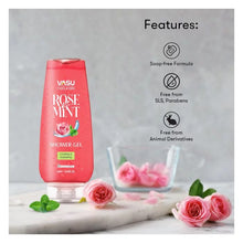 Load image into Gallery viewer, Vasu Naturals Rose &amp; Mint Shower Gel, Face Wash &amp; Gel Cream - Enriched with Menthol &amp; Rose - Instantly Soothes, Refreshes &amp; Hydrates - For Soft &amp; Moisturized Skin - VasuStore
