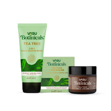 Load image into Gallery viewer, Vasu Botanicals Tea Tree Face Cream &amp; 3 in 1 Face Mask-Scrub-Wash For Acne &amp; Pimple - Helps to Control Acne and Fight Pimple Causing Germs - Prevent Breakouts &amp; Blemishes - Provide Intense Hy - VasuStore
