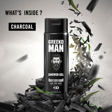 Load image into Gallery viewer, Greeko Man Charcoal Shower Gel &amp; Face Wash Kit - A Perfect Dual Dose of Hydration For Your Beard &amp; Skin - Gives Smooth, Fresh Skin &amp; Beard with a Masculine Fragrance - VasuStore
