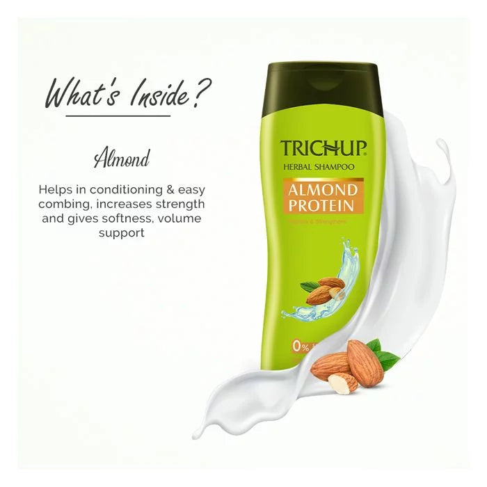 Trichup Herbal Shampoo – Almond Protein Repairs & Strengthens Hair - VasuStore