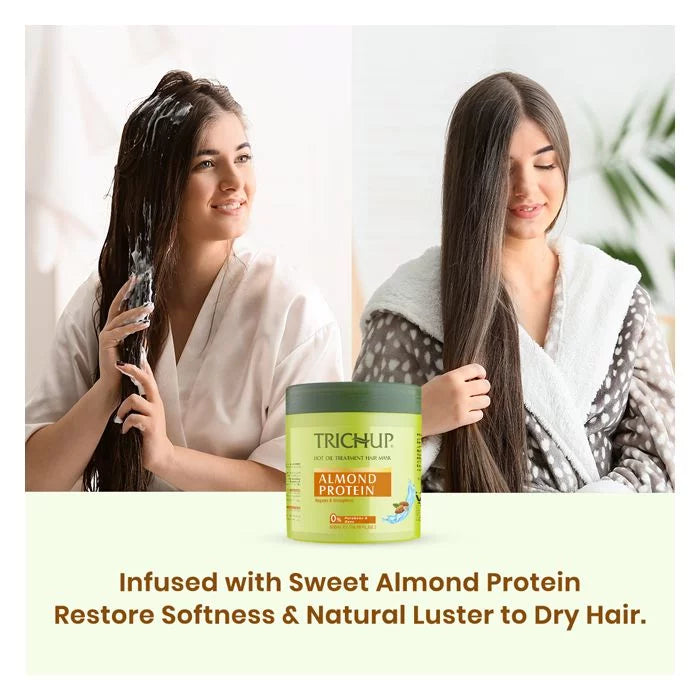 Trichup Almond Protein Hair Mask - Salon like Hair Spa at Home - Repairs Damaged & Rough Hair - Prevents Thinning Hair, Strengthens Hair Fibers & Boosts Hair Elasticity - VasuStore