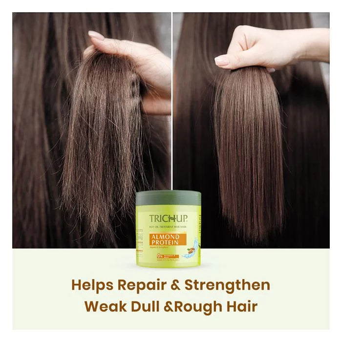 Trichup Almond Protein Hair Mask - Salon like Hair Spa at Home - Repairs Damaged & Rough Hair - Prevents Thinning Hair, Strengthens Hair Fibers & Boosts Hair Elasticity - VasuStore