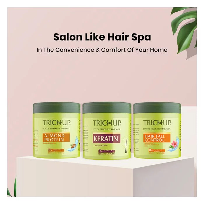 Trichup Almond Protein Hair Mask - Salon like Hair Spa at Home - Repairs Damaged & Rough Hair - Prevents Thinning Hair, Strengthens Hair Fibers & Boosts Hair Elasticity - VasuStore