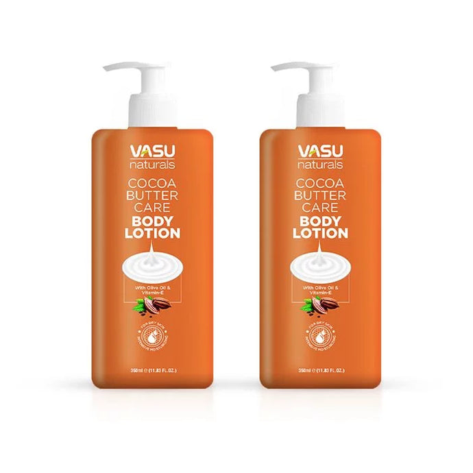 Vasu Naturals Cocoa Butter Care Body Lotion - Enriched Olive Oil & Vitamin E - Locks in Moisture Leaves Your Skin Deeply Hydrated - Makes Skin Soft & Supple - Pack of 2 - VasuStore