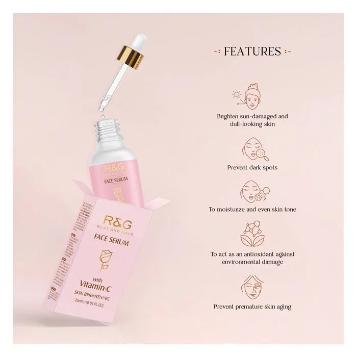 R&G Vitamin C Face Serum for Skin Brightening - Help Reduce Fine Lines, Wrinkles, Dark Spots, Evens Skin Tone and Promotes Visibly Radiant, Smoother & Healthier Looking Skin - VasuStore