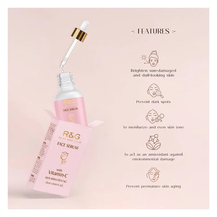 R&G Vitamin C Face Serum with Aloe Vera Gel - For Skin Brightening - Help Reduce Fine Lines, Wrinkles, Dark Spots, Evens Skin Tone and Promotes Visibly Radiant, Smoother & Healthier Looking S - VasuStore