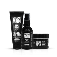 Load image into Gallery viewer, Greeko Man Beard Grooming &amp; Styling Kit - Enriched with Almond Oil &amp; Aloe Vera - Cleanses &amp; Hydrates Skin &amp; Beard - Promotes Healthy &amp; Natural Beard Growth - VasuStore
