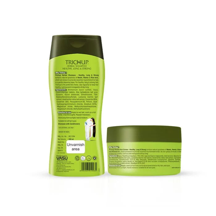 Trichup Healthy Long & Strong Shampoo & Cream - Enriched with Aloe Vera & Neem - Provides Essential Nutrients to Your Hair Follicles & Promote Healthy, Shiny & Strong Hair - VasuStore
