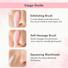Load image into Gallery viewer, Facial Massager Blackhead Remover Double-Sided Silicone Brush - Deep Facial Cleaning and Exfoliate, Nose Pore Massager - Multi-Purpose 3 in 1 Feature - Pink (Pack of 2) - VasuStore
