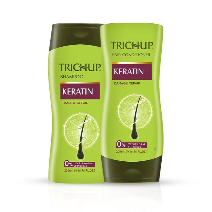 Trichup Keratin Shampoo & Conditioner - Fortified with Keratin Protein - Repair Damaged Hair, Rebuild the Strength, Returns Elasticity & Reduce Breakage of Your Hair - VasuStore
