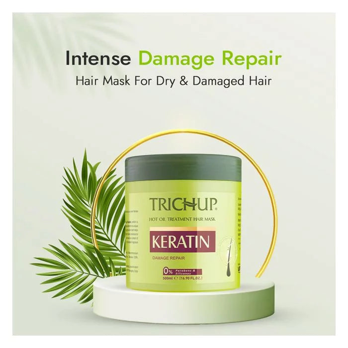 Trichup Keratin Hair Mask with Aloe Vera Gel - Intense Damaged Hair Repair With Keratin - Retains Moisture, Gets Rid of Split Ends - Improves Shine & Manageability of Your Hair - VasuStore