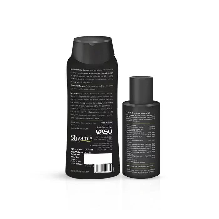 Shyamla Shampoo & Oil for Herbal Hair Care - Provides Essential Nutrients to Your Hair - Prevents Hair Fall, Reduces Split Ends & Improves Overall Hair Health - VasuStore