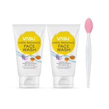 Load image into Gallery viewer, Vasu Insta Radiance Face Wash (Pack of 2) with Facial Massager Blackhead Remover (Pink) - Enriched With Kumkumadi and Turmeric - Deep Facial Cleansing and Exfoliation - Restores Radiance &amp; Re - VasuStore
