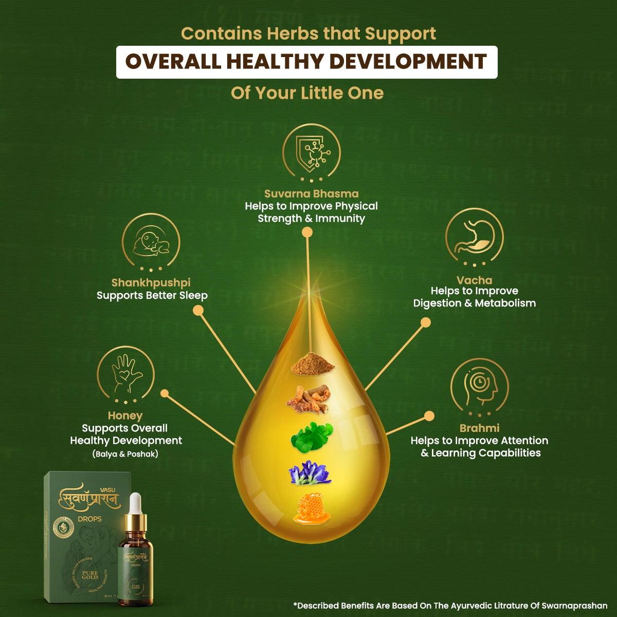 Vasu Swarna Naari Drops 50ml + Swarnaprashan Drops for Kids 30ml + Swarna Malish Ayurvedic Tailam 200ml Combo Pack