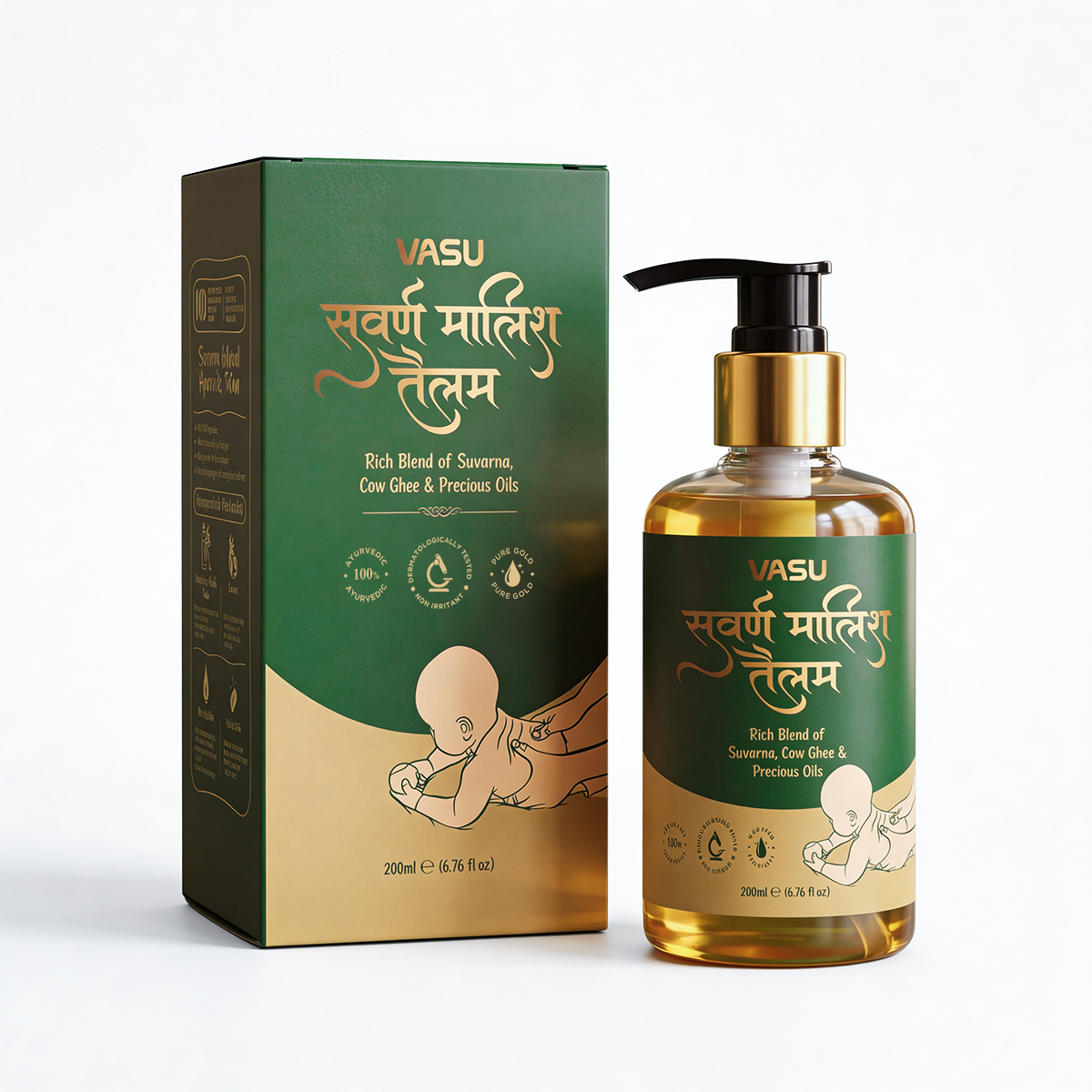 Vasu Swarna Malish Ayurvedic Tailam Baby Massage Oil - 200ml