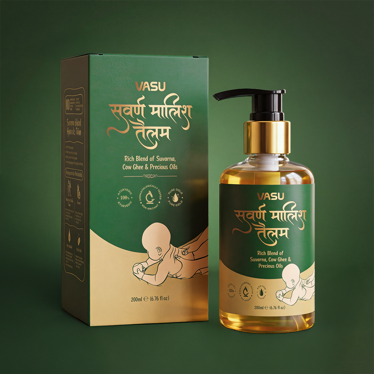 Vasu Swarna Malish Ayurvedic Tailam Baby Massage Oil - 200ml