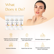 Load image into Gallery viewer, R&amp;G Sunsafe Mini D-Tan Facial Kit | 4 Easy Steps For Tan Removal | Brightens and Evens Skin Tone | Hydrates &amp; Nourishes Skin | Cleansing Milk, Face Scrub, Massaging Cream, D-Tan Face Pack - 10 ml Each

