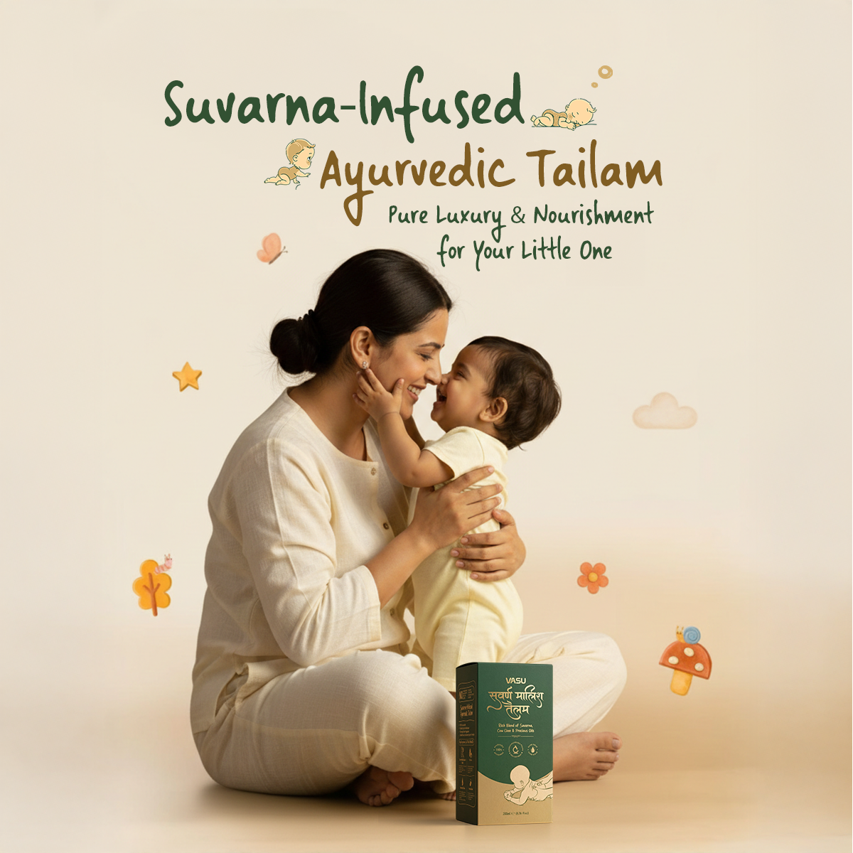 Vasu Baby Combo for Kids – Swarnaprashan Drops (30ml) & Swarna Malish Tailam Baby Massage Oil - 200ml