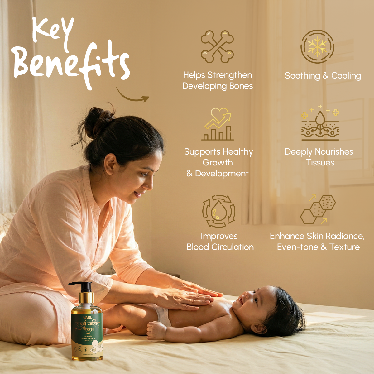 Vasu Swarna Malish Ayurvedic Tailam Baby Massage Oil - 200ml