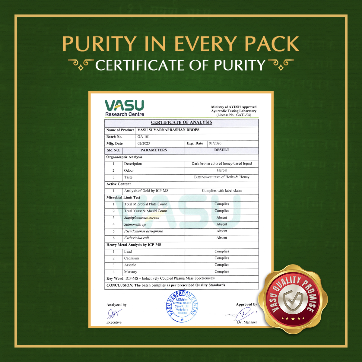 Vasu Swarnaprashan Drop For Kids - 30ml (0-16 Years)