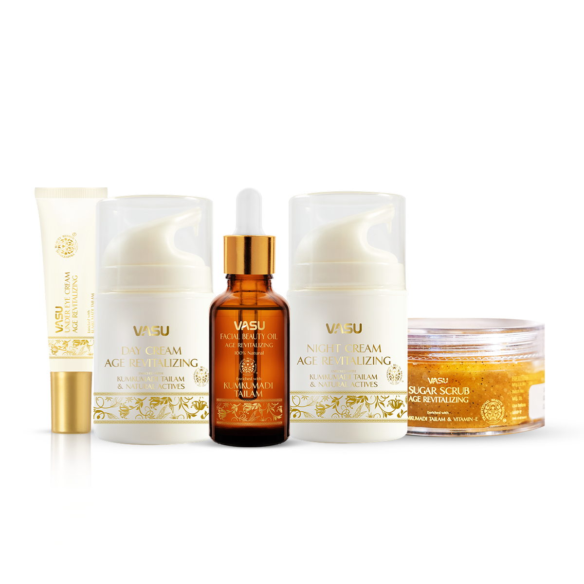 Vasu Age Revitalizing Kit with Kumkumadi Tailam - Maintain a Youthful Appearance of Your Skin - Evens skin tone, Reduces Hyperpigmentation, Fine lines & Wrinkles