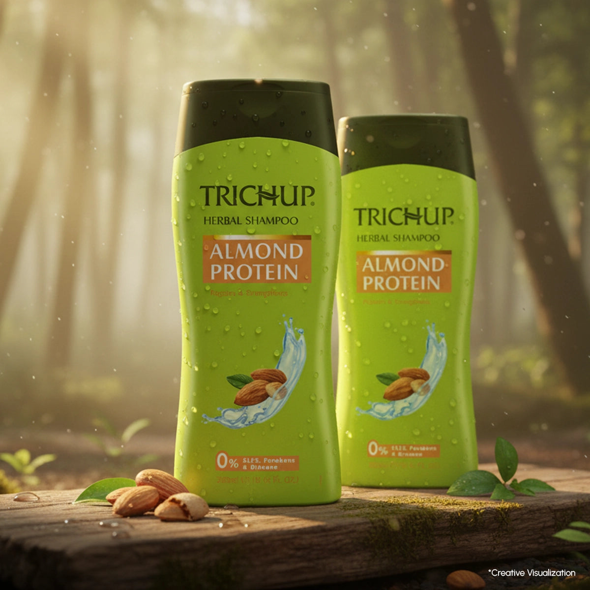 Trichup Herbal Shampoo - Almond Protein Repairs & Strengthens Hair - 200ml (Pack of 2)