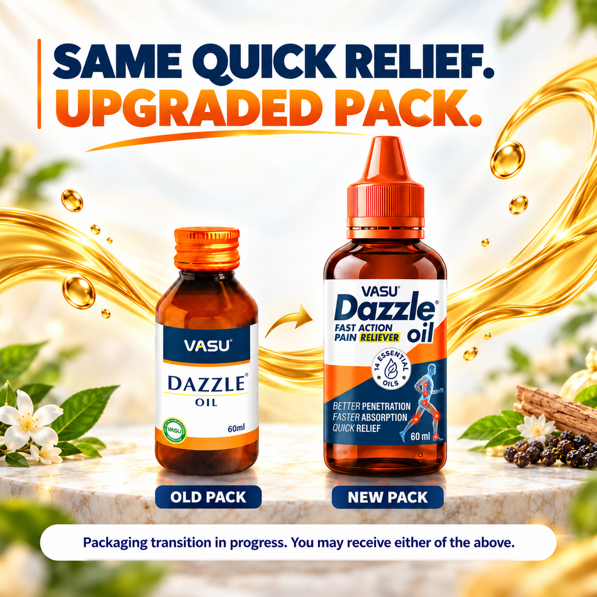 Vasu Dazzle Oil for Pain Relief - 60ml (Pack of 2)