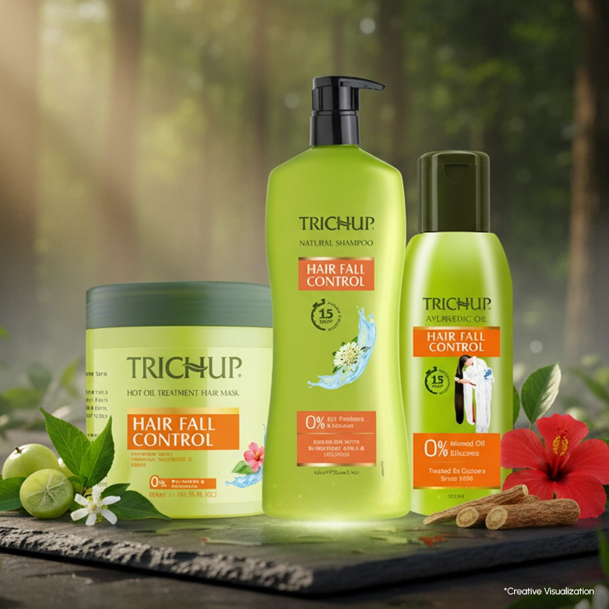 Trichup Hair Fall Control Oil 200ml, Shampoo 640ml, Mask 500ml