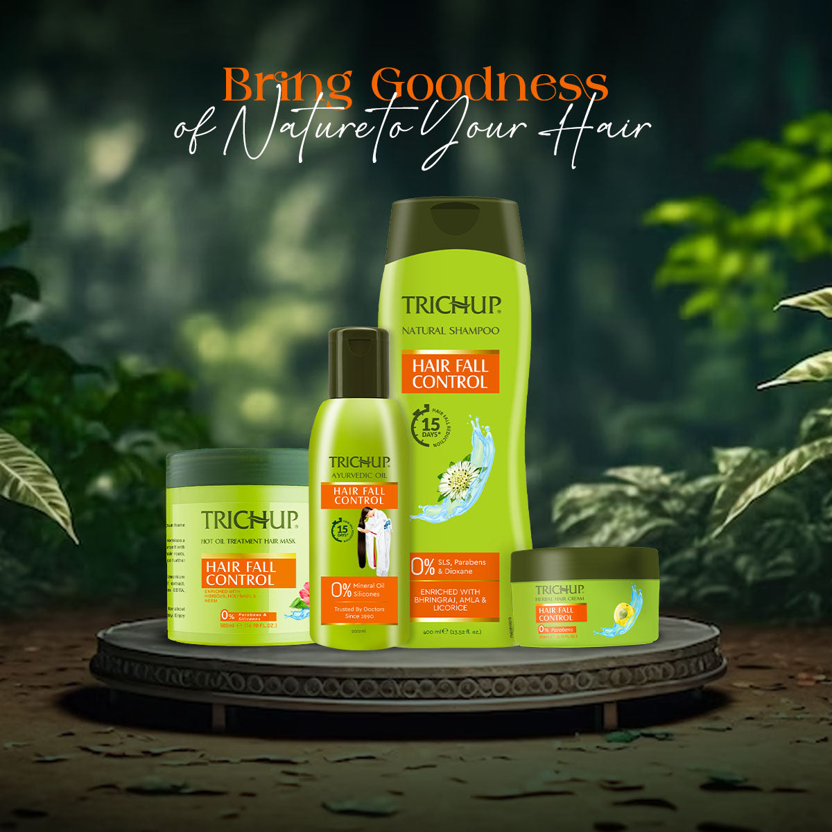 Trichup Hair Fall Control Oil 200ml, Shampoo 400ml, Mask 500ml