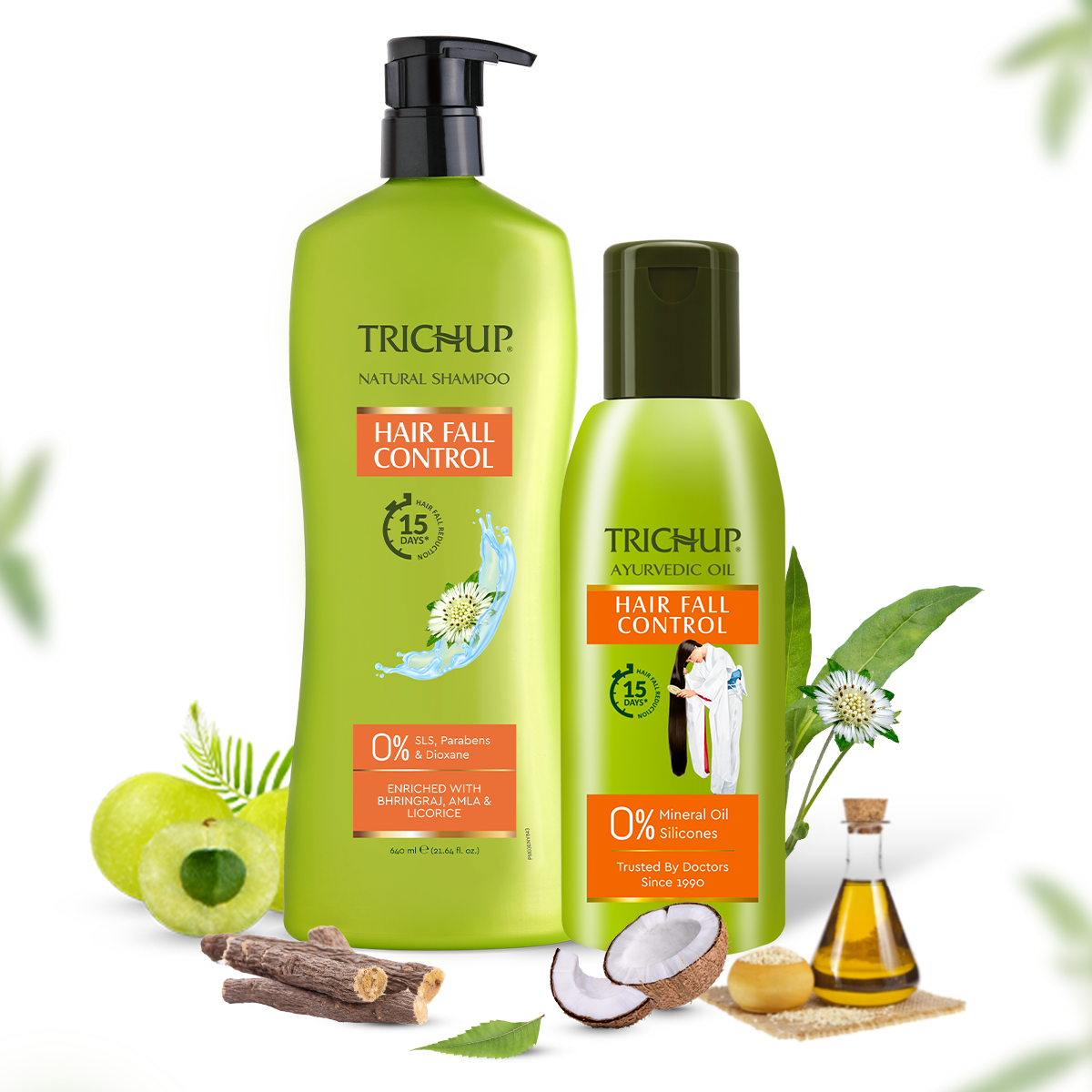 Trichup Hair Fall Control Oil 200ml & Shampoo 640ml