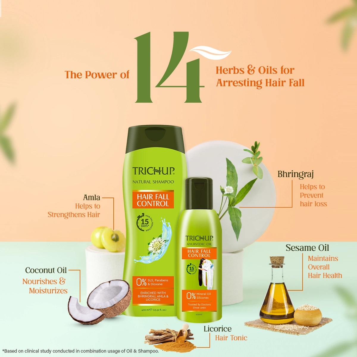 Trichup Hair Fall Control Oil 200ml & Shampoo 400ml