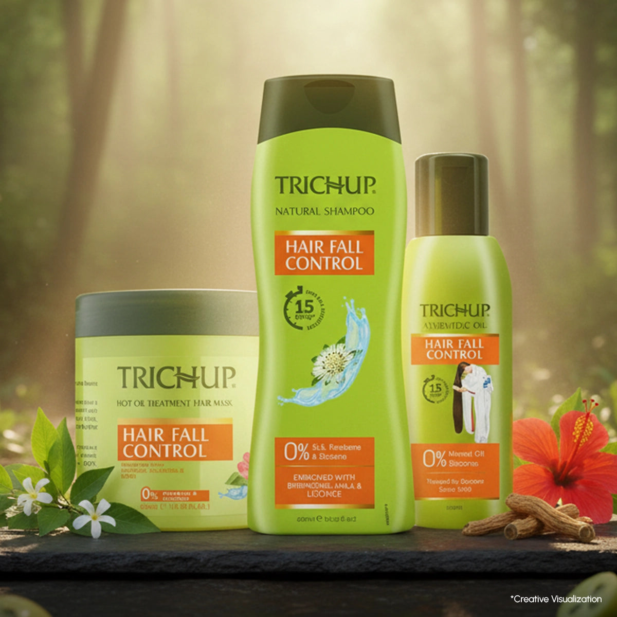Trichup Hair Fall Control Oil 200ml, Shampoo 400ml, Mask 500ml