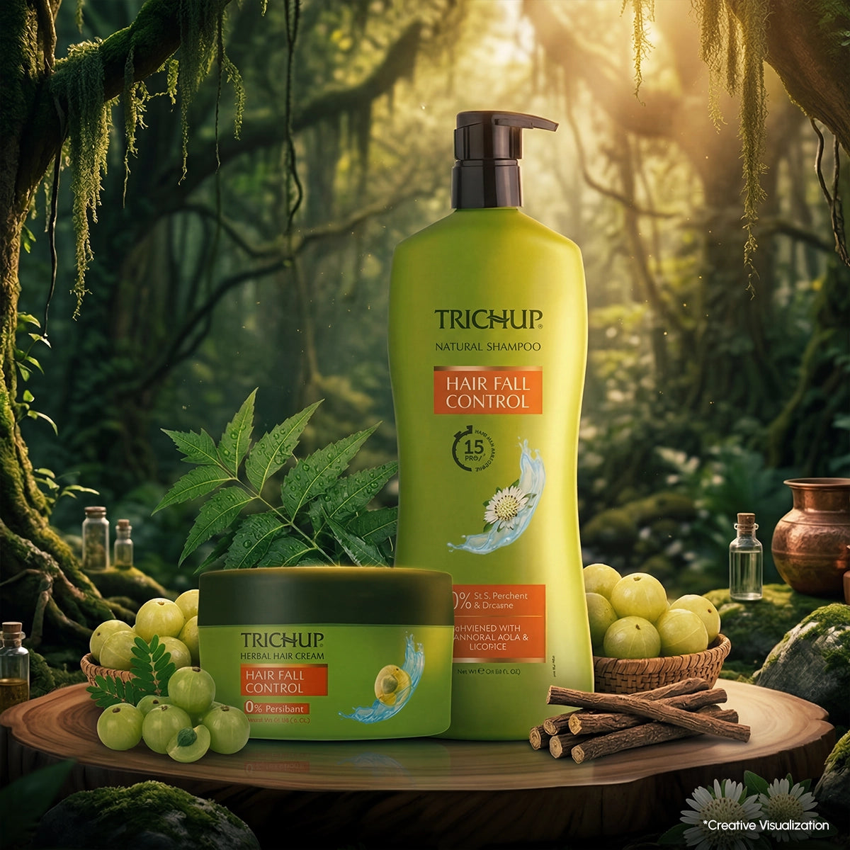 Trichup Hair Fall Control Shampoo 640ml & Cream 200ml