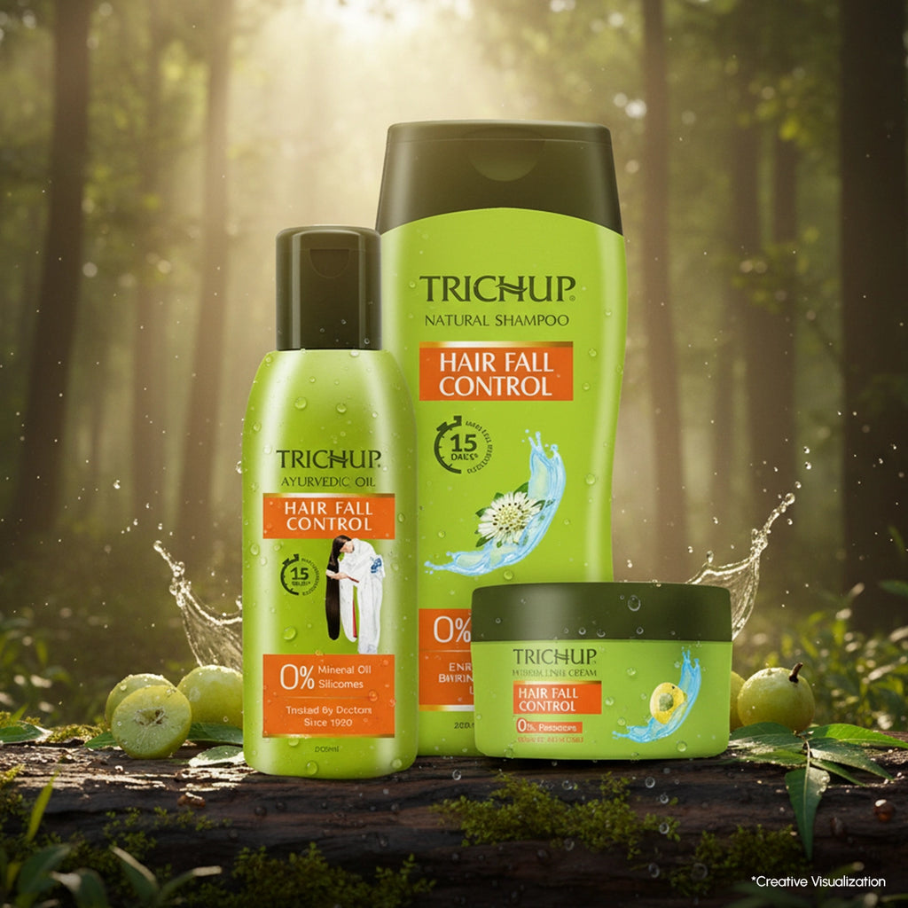 Trichup Hair Fall Control Oil 200ml, Shampoo 200ml & Cream 200ml