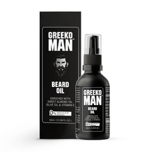 Load image into Gallery viewer, Greeko Man Beard Oil - Enriched with Almond Oil, Olive Oil &amp; Vitamin E - It Nourishes &amp; Softens beard and Making It Manageable - Promotes Healthy Beard Growth

